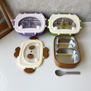 Boîte à lunch en acier inoxydable avec couverts, boîte bento compartimentée, boîte à lunch isotherme et chauffante à double couche - Product Image 2