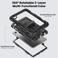 Étui pour tablette robuste avec dragonne pour Samsung Tab A11 8.7 X135F/X135N 3in1 Housse robuste antichoc