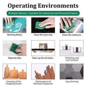 Produk Ramah Lingkungan Bantalan Pembersih Dapur Bantalan Abrasif untuk Pembersihan Efektif Kain Cuci Piring Produk Pembersih - Product Image 6