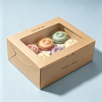 Boîte en papier kraft transparente en vrac avec fond à clipser, en carton alimentaire, support pour six gobelets, pour pâtisserie, idéale pour les boutiques de cupcakes