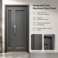 Porte d'entrée de villa moderne en aluminium coulé avec panneau encastré, décoration à bandes verticales, porte de sécurité extérieure