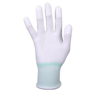 Gants texturés de salle blanche de travail industriel de polyester imprégné de protection de travail de plein doigt enduisant - Product Image 1