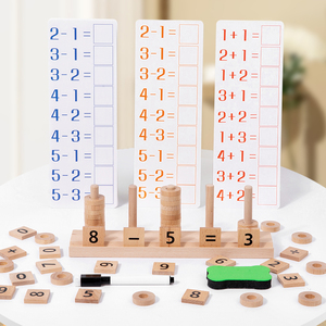 Numerical Arithmetic Sleeve Column Wooden Blocks Pull-Along Educational Memory Games Handmade Wooden Toys for Kids Boys Girls - Product Image 2