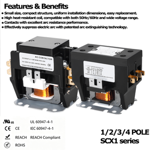 Accesorios para Sistemas HVAC: Contactor de Propósito Definido para Aire Acondicionado, 2 y 3 Polos, 30, 40, 50 Amperios, 24V, 120V, 240V, Desconectador de Repuesto - Product Image 1
