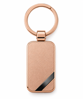Porte-clés rectangulaire personnalisé en métal or rose avec logo, vente en gros, cadeau promotionnel, fournisseur en vrac, fabricant