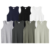 Camiseta sin Mangas de Algodón Viscosa de 300 g/m², Color Tierra Sólido, Transpirable, Lisa, Estilo Urbano Informal para Hombre, OEM