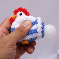 Porte-clés pendentif animal en coton artificiel fait main, motif dessin animé, soufflant des bulles, en forme d'œuf de poule, ornements transfrontaliers, fini