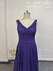 <span class=keywords><strong>Abito</strong></span> da donna elegante <span class=keywords><strong>abito</strong></span> da sera in Chiffon blu senza maniche con scollo a v <span class=keywords><strong>sposa</strong></span> abiti da sera <span class=keywords><strong>madre</strong></span> - Product Image 2