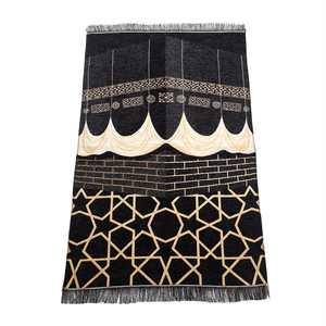 Tapis <span class=keywords><strong>de</strong></span> prière musulman Tapis Boho avec sac Tissage musulman Sajadah Voyage Polyester Abstrait Carré Adultes Lavable Low Pile 70*110cm - Product Image 1