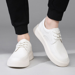 Sneakers en cuir blanc pour homme sur mesure, fabricant OEM, chaussures décontractées minimalistes, fournisseur de cuir de vache - Product Image 2