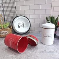 Conteneur de nourriture pour animaux de compagnie en métal vintage personnalisé en gros, bol de rangement pour chien et pot à eau pour chats