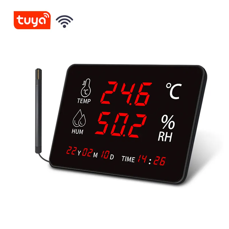 Hot Sell LED Display WIFI Temperature and Humidity Recorder Data Logger Transmitter With External Aluminium Alloy Probe