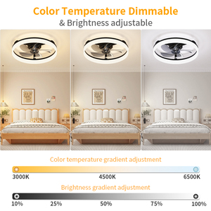 Petit ventilateur de plafond 20 pouces à profil bas avec lumières LED télécommande encastrée pour chambre cuisine salon 6 vitesses de ventilateur - Product Image 3