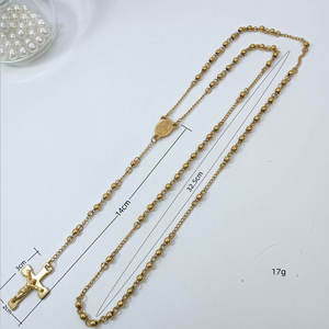 Collares Religiosos de Acero Inoxidable con Cuentas, Collar de Rosario con Cruz de Oro Sólido de 14k y 18k para Mujeres, Hombres y Niñas - Product Image 5
