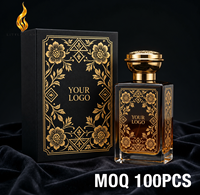 Parfums arabes LF Private Label Dubaï Eau de Parfum Intense Saffron Oud, flacon à motif floral doré, personnalisation sur mesure.
