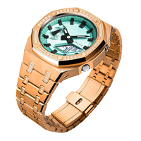 Alta calidad Ga 2100 bisel 5th generación diamante correa de reloj de acero inoxidable caja Mod Kit para Casio Oak Ga2100 G reloj de choque