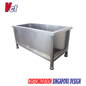 VICTORY KITCHEN Évier commercial en acier inoxydable robuste à cuve unique, design industriel, surface polie, installation sur plan de travail pour - Product Image 3