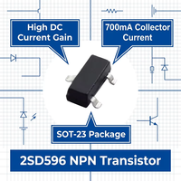 Transistor de Silicio NPN 2SD596 SOT-23 de 700mA y 25V para Amplificadores de Señal