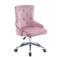 Chaise de bureau de direction pivotante moderne et réglable avec tissu en velours, base chromée et cadre métallique