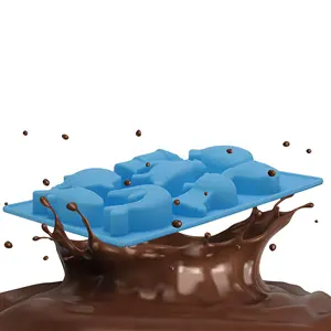 热销产品2023 8腔海洋世界海豚形硅胶巧克力模具冰蛋糕模具肥皂模具
