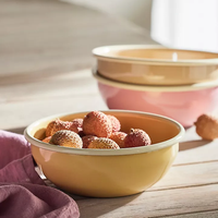 Ensemble de bols de service en métal émaillé uni de couleur unie, écologique, de bonne qualité, pour la sécurité alimentaire, le camping, personnalisable