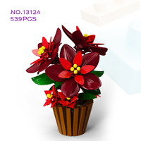 MJI 13124 Poinsettia MOC Blocs de construction en forme de fleur, modèle d'ornement, ensemble de jouets éducatifs à assembler, vente en gros, cadeau, Juguetes