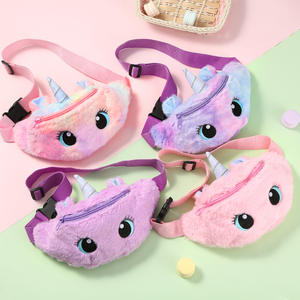 Cartoon Kinder Schüler Geschenke Süße Augen Stickerei Einhorn Weiche Fleece Plüsch Taillen tasche mit verstellbarem Riemen für Mädchen - Product Image 1