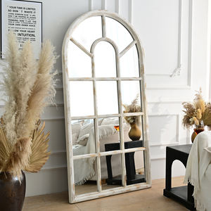 Espejo de Pared Arqueado Grande, Estilo Rústico Moderno para Decoración del Hogar, Marco de Madera Blanco, Espejo de Cuerpo Entero - Product Image 3