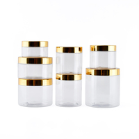 Pot à Crème de 25ml à 1000ml Très Vendu, Transparent Qualité Alimentaire avec Couvercle Doré, en PET et Conception à Couvercle Vissant
