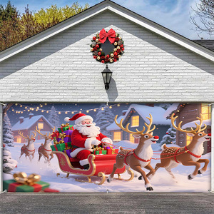 Noel Baba Baskılı Polyester Arka Plan Afişi Ren Geyiği Kızak Fotoğraf Arka Planı Duvar Asılı Cadılar Bayramı Sevgililer Günü - Product Image 1