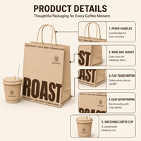Sac fourre-tout en papier kraft personnalisé avec logo, fourni par l'usine, sac recyclable à poignée torsadée pour l'emballage de café et de produits de boulangerie