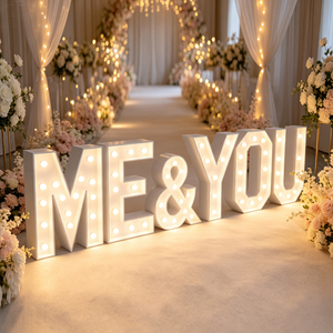 Lampe LED 3D Lumineuse Lettres Publicitaires « Moi & Toi » Peinture Blanche Alimentation par Prise Texte Statique Décoration de Mariage - Product Image 1