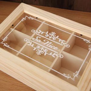 Wooden <b>Pine</b> Storage <b>Box</b> Square With Lid And Compartments Desktop Organizer Natural Wood Color - Product Image 4