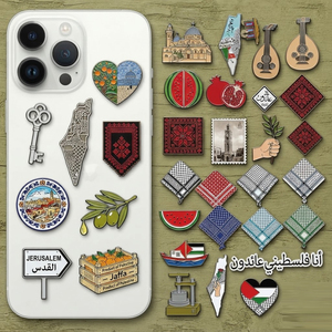 Autocollants métalliques en forme de cœur triangulaire Palestine, badge publicitaire mobile, épingle personnalisée drapeau palestinien, carte de Palestine, poster - Product Image 1