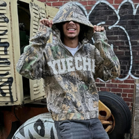 Sweat à capuche zippé court en coton French Terry pour homme, coupe ample, imprimé patchwork brodé sur mesure, motif camouflage Real Tree