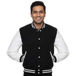 Veste universitaire de haute qualité pour hommes Logo personnalisé Chenille broderie Patchwork Street Style CollegeBaseballjacket pour hommes - Product Image 1