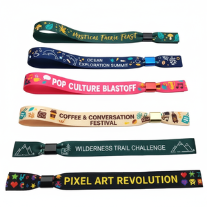 Pulsera de Tela de Poliéster Personalizada al Mejor Precio, Pulsera Tejida para Festivales, Pulsera Elástica de Tela para Eventos con Cierre - Product Image 2