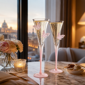 Flûtes à <span class=keywords><strong>champagne</strong></span> en cristal soufflé à la main en forme de papillon, verres à vin mousseux décoratifs de luxe pour mariages, banquets, hôtels - Product Image 3