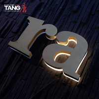 Letras de Canal Invertido Personalizables, Acero Inoxidable Electrochapado en Oro, Resistentes al Agua IP65 para Exteriores, Iluminación 3D para Empresas