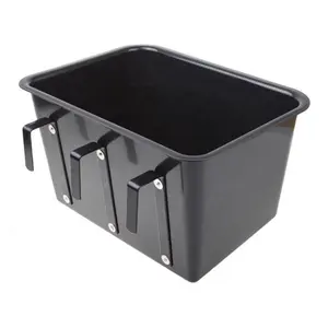 NEW Black Horse Cattle Feed Plastic Bin Bucket With Carry Handle & Brackets