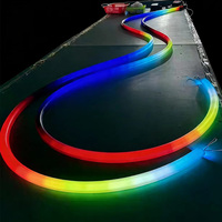 Bande lumineuse LED flexible en silicone noir, néon, programmable, adressable, RGB, étanche IP67, DC24V, 360 degrés, ronde