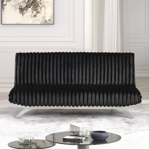Canapé-lit de style contemporain avec base en métal chromé, transformable en pieds avec pieds de soutien cachés, finition noire - Product Image 4