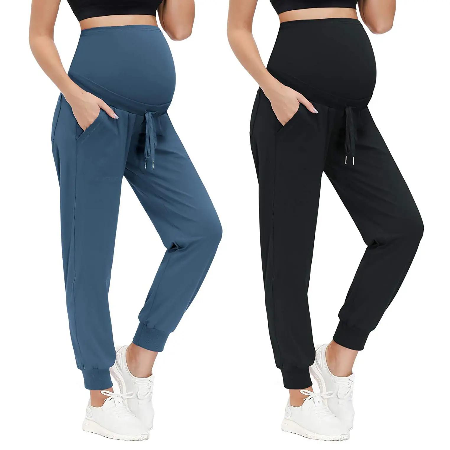 Wholesale Maternity Clothes Joggers cotton Maternity Solid Slant Pocket Sweatpants Women Pants