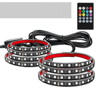 Nouvel éclairage d'ambiance LED pour voiture, contrôlé par la voix, 12V RGB, éclairage de châssis, kit de modernisation/amélioration multicolore clignotant un-câble-quatre