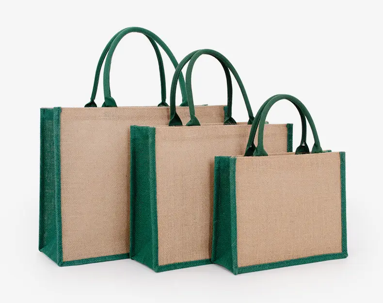Borsa portatile di alta qualità per il riciclo del prezzo all'ingrosso più popolare borsa di iuta da viaggio maniglia regalo per lo Shopping borsa