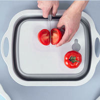 Planche à découper pliable cuisine panier à passoire pliable planche à découper en plastique multifonction