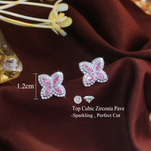 Pendientes de Lujo de 12 mm con Diseño de Trébol de Cuatro Hojas, Estilo Hip Hop, Clásicos, Multicolores, con <span class=keywords><strong>Circonitas</strong></span> Cúbicas Incrustadas, para Mujer, Uso Diario, Regalos - Product Image 6