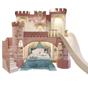 Letto a Castello Principessa in Stile Europeo con Scivolo, Castello dei Sogni Rosa, Personalizzabile con Letto Superiore e Inferiore Sfalsati - Product Image 5