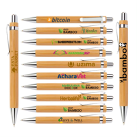 Harga pabrik pulpen bambu Logo kustom 4 warna hijau kayu bisnis sekolah pena hadiah logam plastik industri otomotif