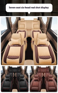 <span class=keywords><strong>Fundas</strong></span> de Asiento de Coche de Piel Beige de Alta Calidad Juego Completo para Siete Plazas Tamaño Universal para Todas las Furgonetas y Coches con Protección Envolvente Delantera - Product Image 3